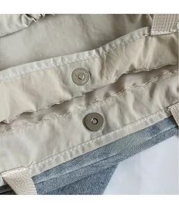 Nahaufnahme des hochwertigen Magnetverschlusses und Innenfutters einer Shopper-Tasche