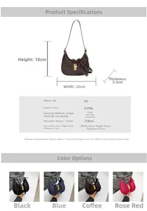 Détails du sac en similicuir croco avec dimensions 22x18x5,5cm et les options de coloris