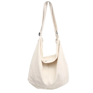 Minimalist cream white canvas crossbody bag with adjustable strap for daily commute