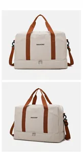 Vue détaillée du sac de voyage avec compartiment à chaussures et bandoulière amovible