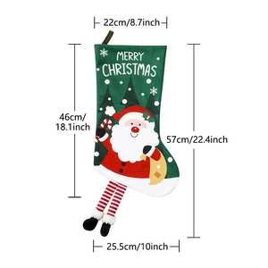Chaussette de Noël avec motif Père Noël et longues jambes pour déco de cheminée