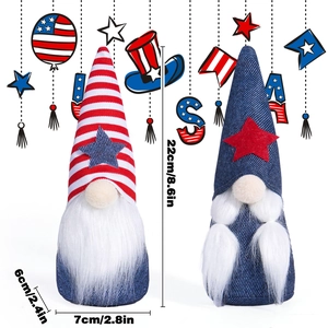 Detailed dimensions of handmade USA Independence Day gnomes with stars and stripes