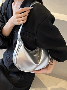 Minimalistische Halbmilch Unterarmtasche Damen Mode PU Leder Hobo Schultertasche Halbmond Umhängetasche Büro Alltags Handtasche