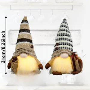 Detailed view showing dimensions of light-up coffee gnome ornaments at 21cm height