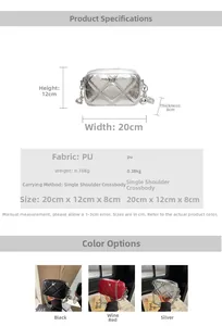 Quilted chain shoulder bag dimensions 20x12x8cm shown in black, burgundy and silver