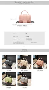 Detailed size chart for mini stone pattern crossbody bag with PU leather dimensions