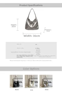 Tableau des tailles du grand sac cabas en PU 36x25x10cm pour sacs de transport