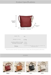 Detailed dimension guide and color selection for this stylish PU leather bucket bag