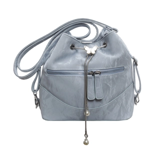 Mode hellblaue Rucksack-Eimertasche mit Wasserwellen-Textur und Perlen-Schmetterling