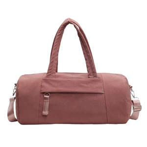 Bolso de viaje minimalista rosa palo con asas resistentes y correa ajustable