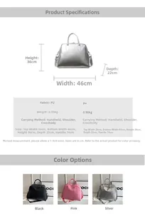 Detailed size guide and material specifications for large capacity PU tote bag