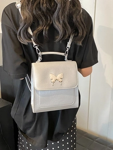 Petit Sac à Dos pour Femmes avec Boucle Papillon Sac à Main en Cuir Synthétique Bandoulière Mode Streetwear Mini Sac