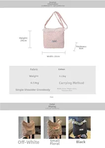 Detailed view of large nylon polka dot bucket bag showing 25x24x8cm dimensions