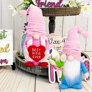 Mother's Day Gnomes Plush Decorations With Tulip And Best Mom Ever Heart Faceless Dwarf Ornaments For Home Holiday Gift