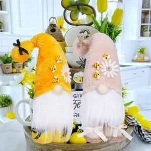 Bee Festival Gnomes Plush Decorations Cute Faceless Doll Rudolph Bumble Bee Gnome Table Ornaments For Spring Tiered Tray Home Decor Gift