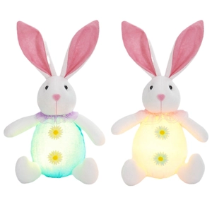 Luminous Easter bunny gnome plush toys with glowing bellies and pink long ears