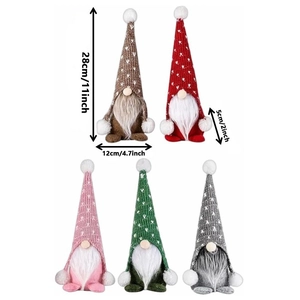 Lot de 5 gnomes de Noël avec chapeaux tricotés cœur, hauteur 28cm pour la maison