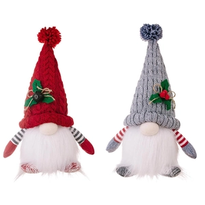 Lighted Christmas Gnomes with knitted hats and white beards on a clean white background