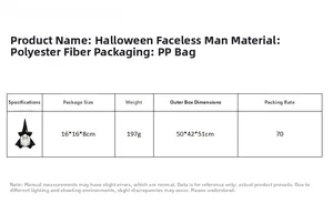 Détails sur la taille et le matériau du gnome d'Halloween en peluche décoratif