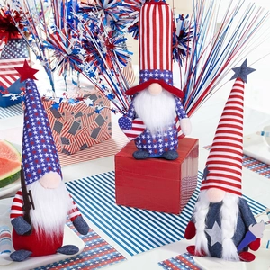Three-piece American Independence Day gnomes with stars and stripes for festive home decor