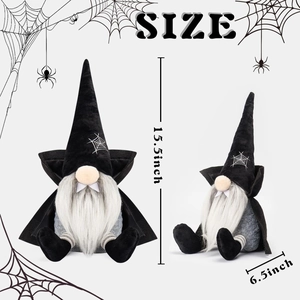 Dimensions détaillées du nain d'Halloween de 15,5 pouces avec sa cape de vampire