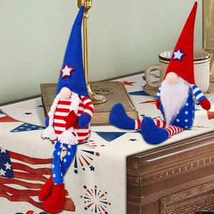 Patriotic USA Independence Day gnomes set with star and stripe plush ornaments