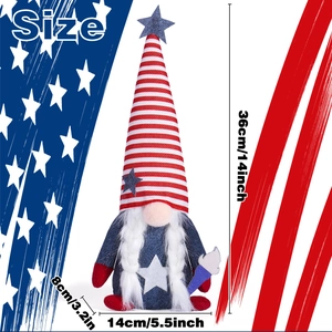Size specifications of the patriotic Independence Day gnome ornament showing 36cm height