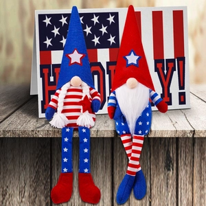 Independence Day Gnome Decoration July 4th Patriotic Faceless Doll Ornament Red White Blue Star Striped Long Leg Plush
