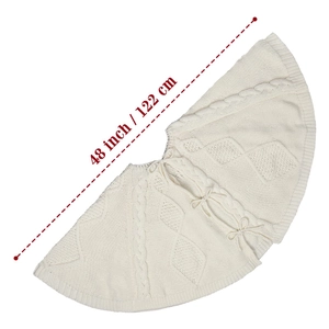 Gonna per albero di Natale in maglia bianco panna da 122 cm con fiocchi decorativi