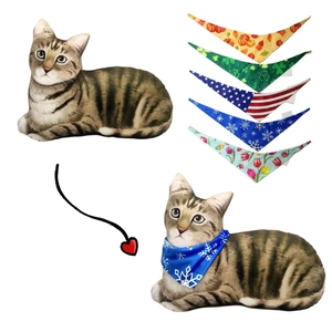 Detailed set of 5 seasonal pet bandanas including holiday patterns for small dogs and cats