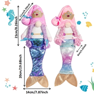 Ocean-themed mermaid gnome plush toys with sparkling tails and crowns, 41cm height