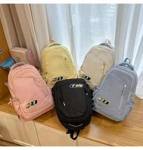 Detailed collection of multi-pocket canvas backpacks in five pastel trendy colors