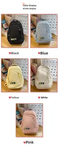 Multi-color nylon backpacks in black, blue, yellow, white, and pink for women