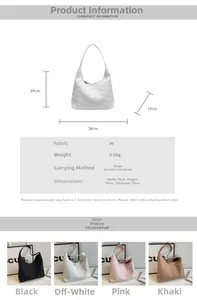 Detailed size specifications and color options for the wavy texture PU tote bag