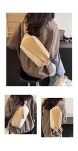 Detail der Canvas-Brusttasche mit Colorblock-Design und Free Color Logo-Stickerei