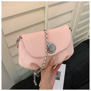 Nahaufnahme der rosa Satteltasche mit Lederstruktur und silberner Papageienschnalle