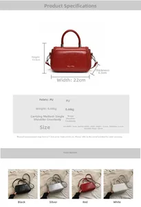 Detailed size specifications for the PU leather crossbody square handbag with dimensions