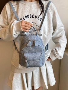 Women Fashion Mini Backpack Marble Texture PU Leather Backpack Casual Street Trend Travel Small Bookbag For Girls Lightweight Bag