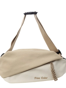 Canvas Brusttasche im Khaki-Creme-Farbblock-Design mit Free Color Stickerei