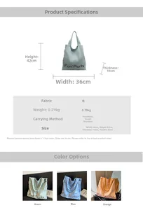 Spécifications de taille pour grand sac cabas en toile avec dimensions 42x36x10cm