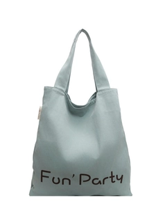 Grand sac fourre-tout en toile vert pâle avec imprimé Fun Party pour les cours