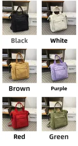Detailed grid showing canvas tote bags in black, white, brown, purple, red, and green