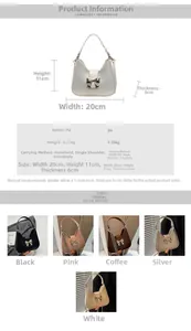 Tableau des tailles et dimensions pour sac baguette nœud avec détails en PU