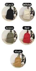 Vertical grid showing large canvas backpacks in black, beige, green, red, and khaki colors