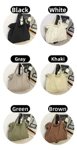 Detailed grid showing canvas tote bags in six colors with trendy frayed edge design