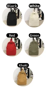 Canvas backpack array showing black, white, red, green and khaki color options