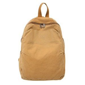 Minimalist khaki canvas backpack with double zipper compartments for daily commuting