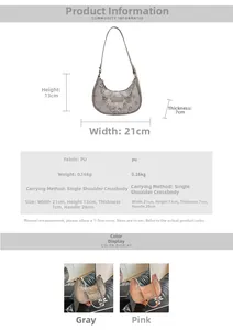 Spécifications de taille pour le sac bandoulière demi-lune chic en PU avec détail chaîne
