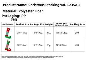 Tableau détaillé des tailles et matériaux pour les chaussettes de Noël rayées