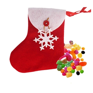Festive Polyester Christmas Stocking Gift Bag Snowflake Button Hanging Decoration Red White Holiday Party Home Ornament
